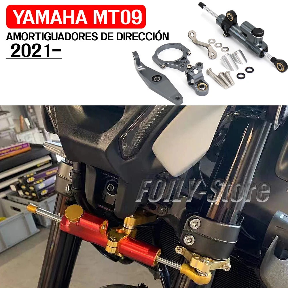 

Motorcycle carbon steering shock for Yamaha MT09, MT 09, MT-09 SP, mt09, 2021, 2022, 2023, new mounting bracket kit