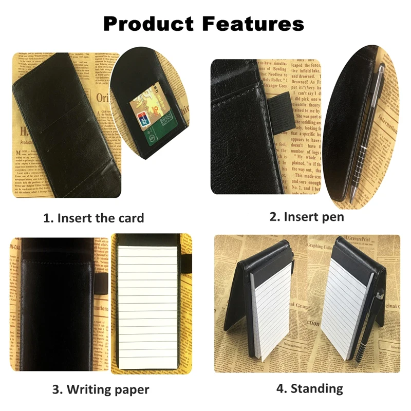 Leather Mini Pocket Notebook Multifunction A7 Planner Daily Memos Note Book Refills Work Notepad Business Office Supplies