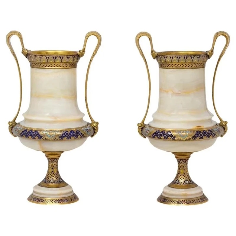 Marble vase with brass home decoration project luxury