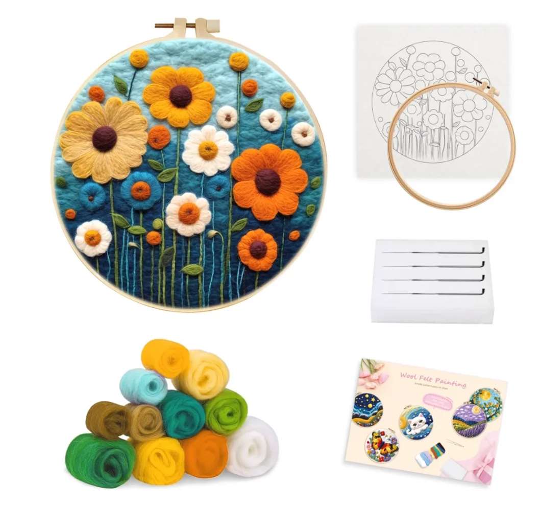 Pequeño gato naranja Rural, fieltro de lana, paquete de Material divertido DIY, regalo casero, decoración de escritorio, alivio Simple para el hogar