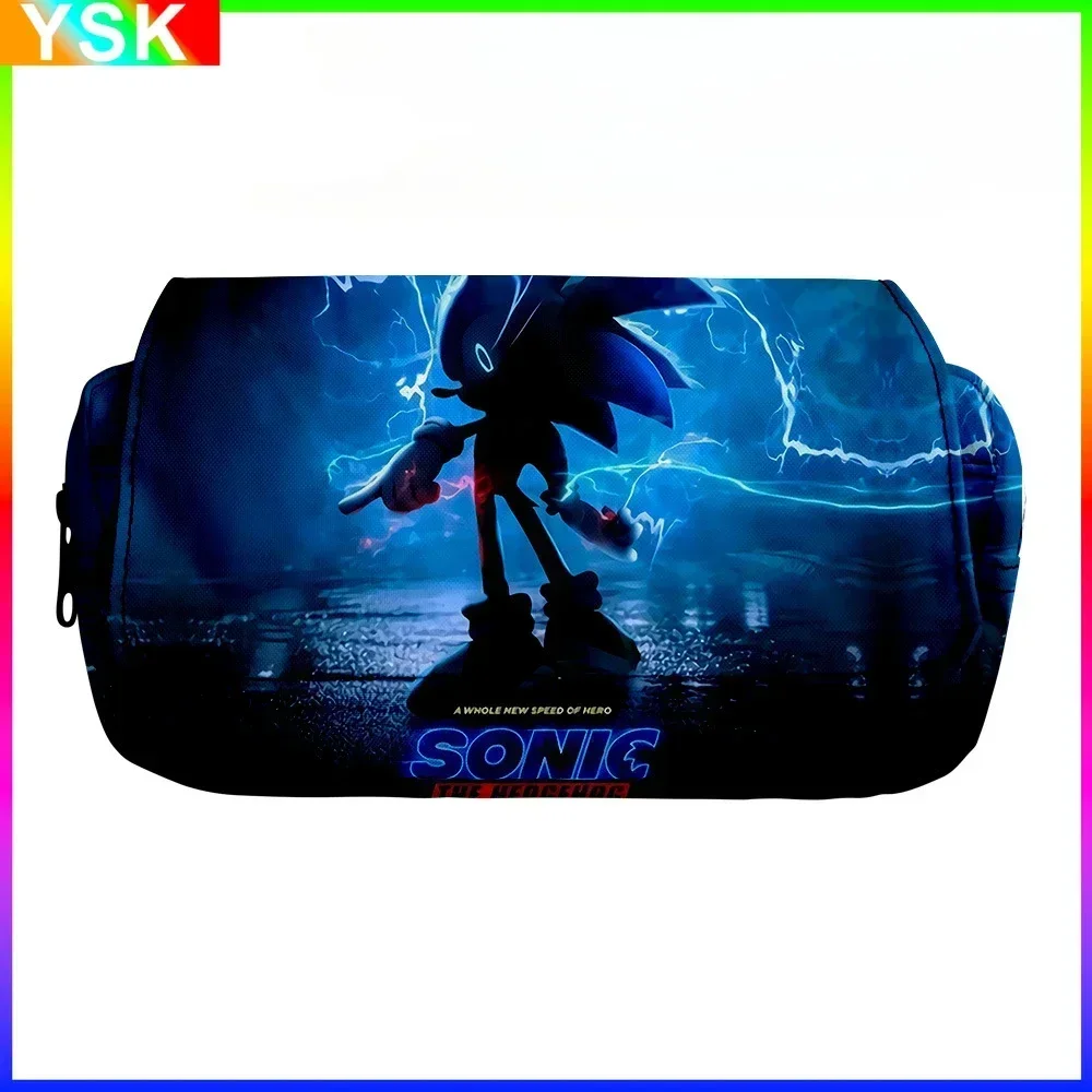 3D New SONIC Cartoon Sonic Cross-border Double-layer Pencil Bag Pencil Case Primary and Secondary School Student Stationery Box