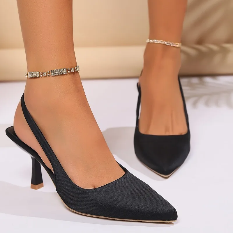 

New Fashion Elegant Women High Heels Lady Slingback Mules Sexy Thin Heels Party Luxury Wedding Shoes Women's Sandals Summer