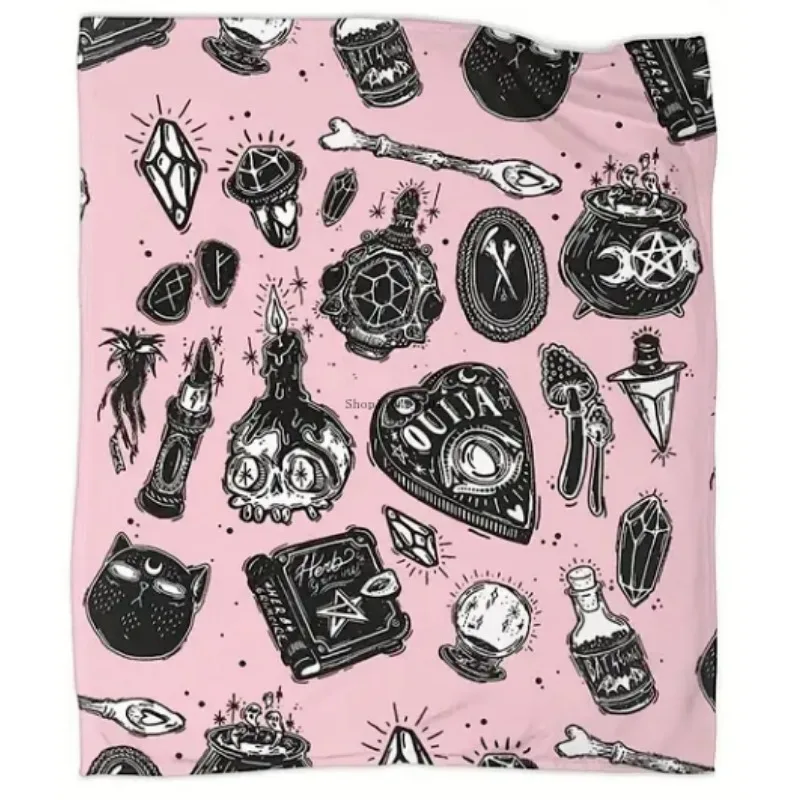 

Halloween element printed blanket, suitable for travel sofa bed office home decoration, available in all seasons