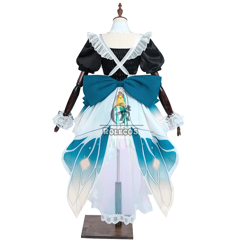 Rolecos Spiel Honkai: Star Rail Glühwürmchen Dienst mädchen Cosplay Glühwürmchen Kostüm Halloween Frauen blau Kleid Uniform Full Set Outfit Anzug