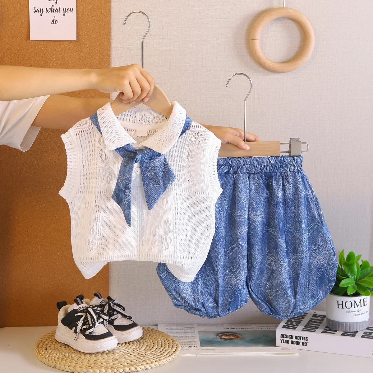 Summer New Baby Girls Clothing For Boys hollow-out Vest Shorts 2Pcs/Sets Infant Kids Clothes Casual Costume Toddler Tracksuits