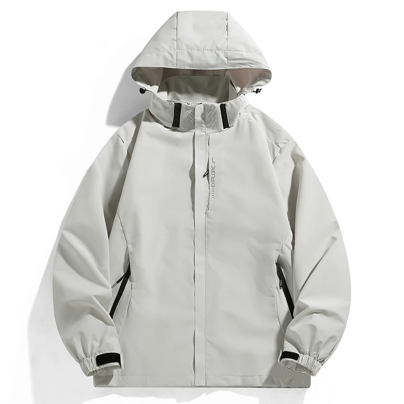 

Men Jacket Hooded Windbreaker Trench Coats Oversize Plus Size Waterproof Bomber Camping Loose Thin Softshell Camping Climbing
