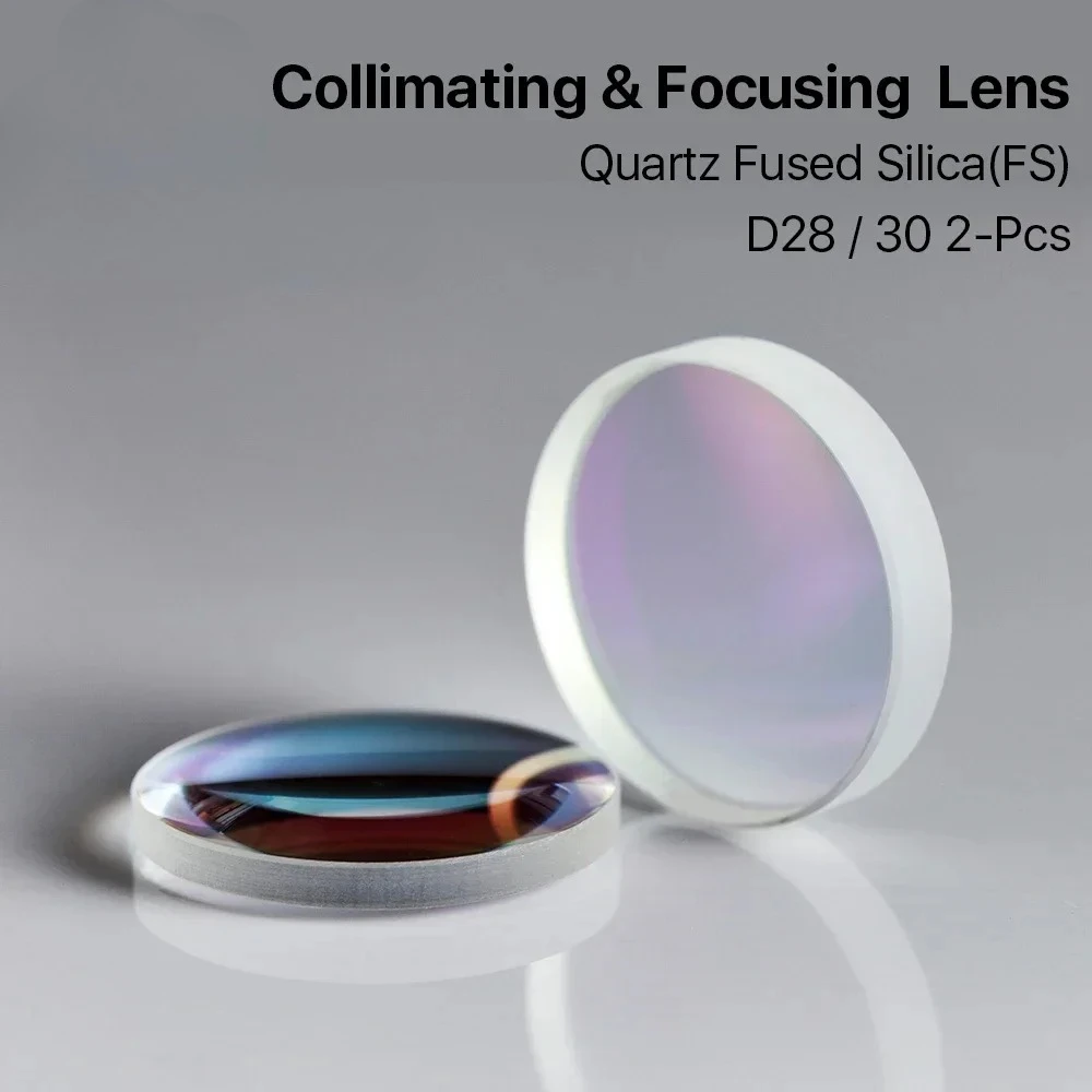 USGO 2Pcs Spherical Focusing Lens D28 D30 F75-F200 Quartz Fused Silica 1064nm for High Energy Fiber Laser Head