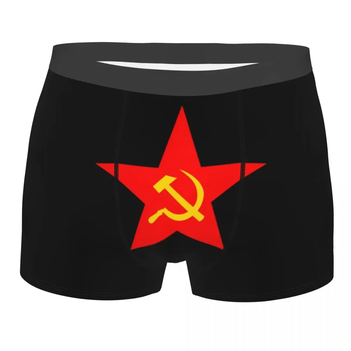 Male Sexy Soviet Union Hammer Sickle Red Star Underwear Russian CCCP Flag Boxer Briefs Men Stretch Shorts Panties Underpants