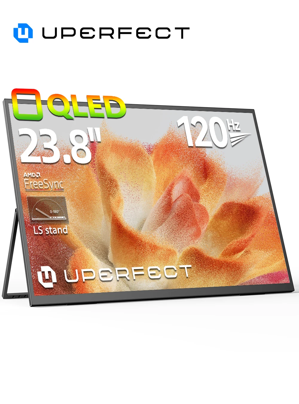 UPERFECT QLED Portable Monitor 23.8' 1080P 120Hz USB-C HDMI Computer Display HDR 125% SRGB IPS Gaming Screen with Eye Care Stand