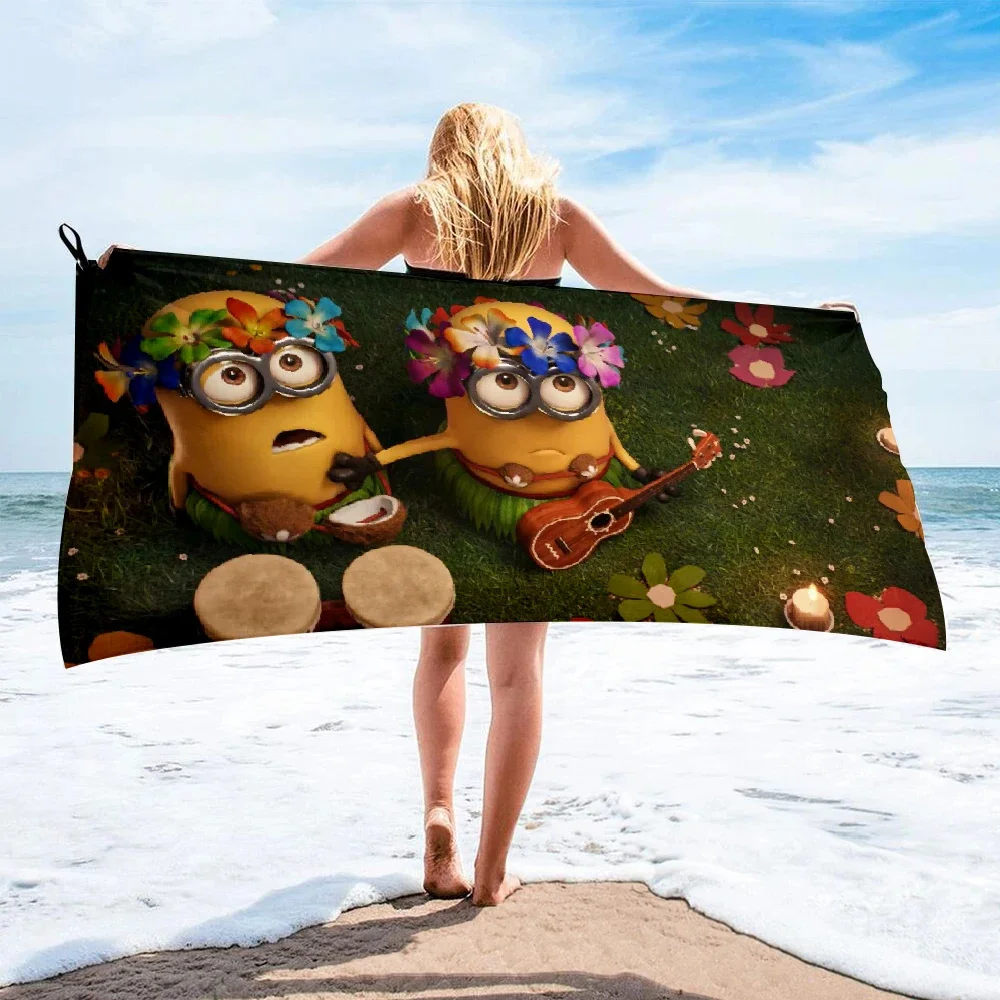 Serviette de bain imprimée en soie Minions, serviette de plage, jupe longue enveloppée, couverture de protection solaire, bikini couvert, 600