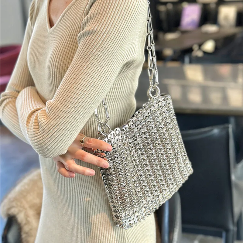 Luxury Bags Designers Women's Bag Hand Woven Metal Italian Bags Shoulder Bag Handbag Women Travel Vacation Banquet Tote Bag