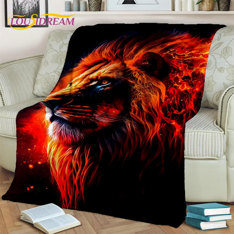 Beast Cartoon Tiger Lion Leopard Animal Wildlife  Blanket,Soft Throw Blanket for Home Bedroom Bed Sofa Picnic Cover Blanket Kids