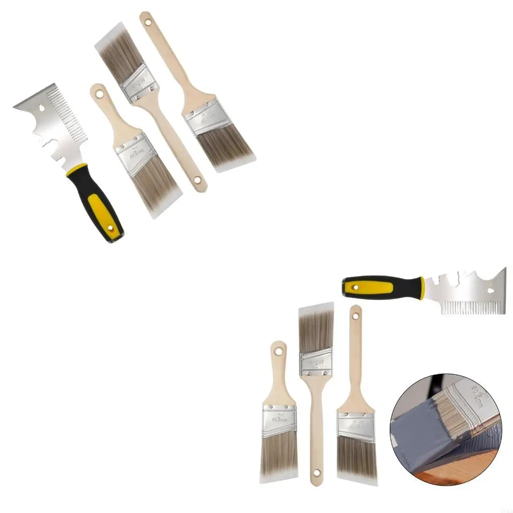   Strong Synthetic Paint Brush Includes Bubble Removing Comb for Wall Coating