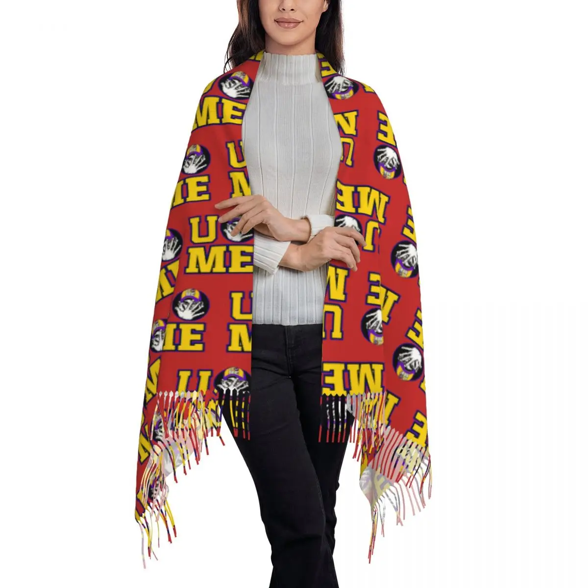 Wrestler John Cena Never Give Up Scarf Tassel Scarves for Women Soft Warm Shawls and Wraps Long Fall Winter Shawl Wrap