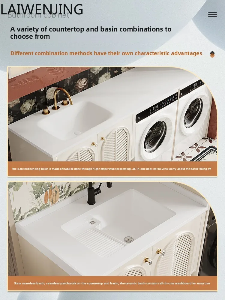 

HLZ Balcony Double Layer Laundry Cabinet Superimposed Laundry Laundry Desk Pool with Washboard