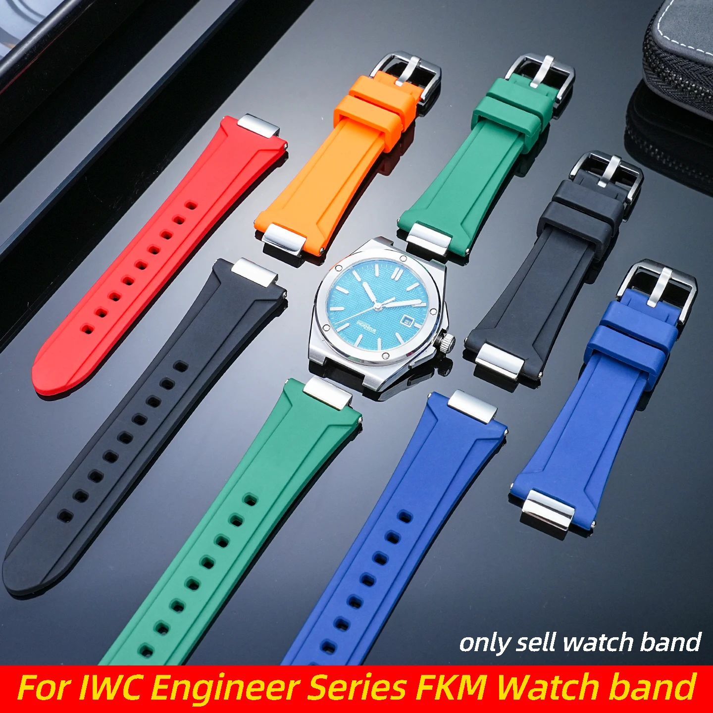 5 colors Fluororubber Watch Strap For IWC Engineer IW328903 IW328901 IW328902 Waterproof FKM Watch band Men rubber Bracelet band