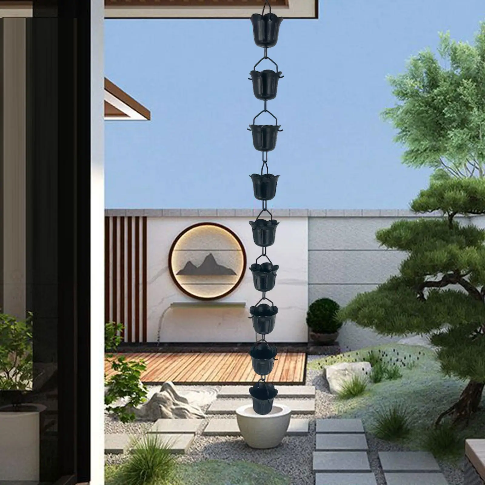 

Дождевая цепь для чашки орхидеи, 39 дюймов, функциональная прочная многофункциональная металлическая дренажная цепь из алюминиевого сплава, декоративная для водосточной трубы