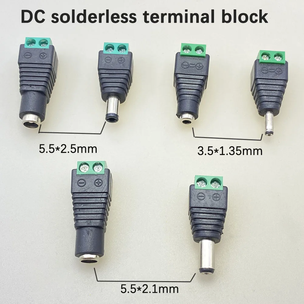 DC Connector 5.5mm X 2.1mm/2.5mm Jack Male Female Adapter Plug Common Connector 12V 24V for CCTV Camera Power Convert LED Strip