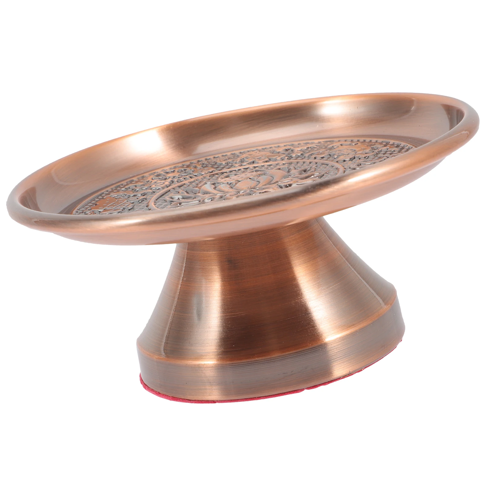 

Alloy Offering Plate Temple Fruit Tray Large Capacity Vintage Design Smooth Surface Snack Dessert Plate For Religious