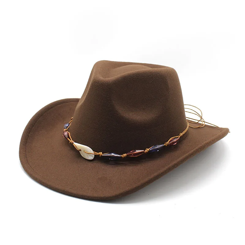 Sombrero Fedora de lana de mezclilla occidental para hombres y mujeres, sombrero de pastizales Retro, fieltro cruzado, otoño e invierno, nuevo