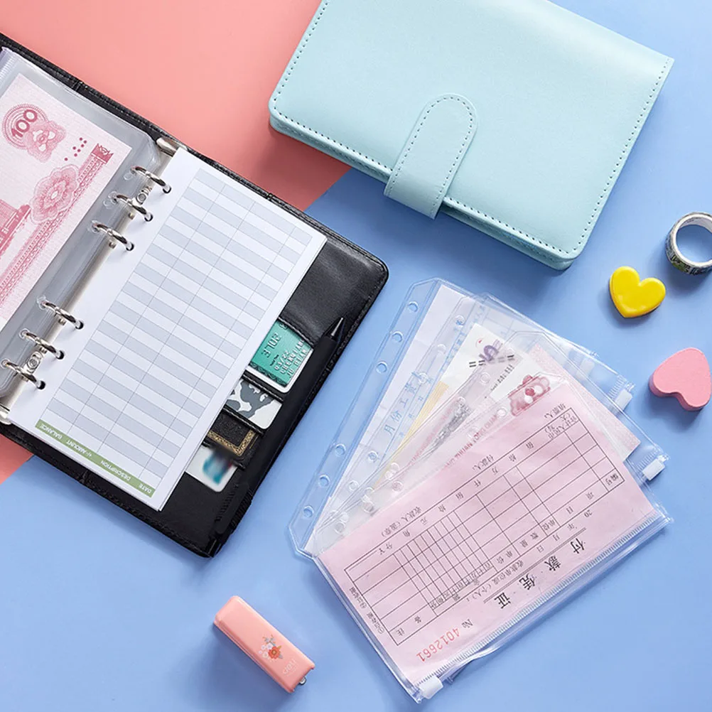 

24pcs Budget Sheets Refillable Six Holes Cash Binder Expense Tracker Financial Management Home Travel Picnic Envelope Design
