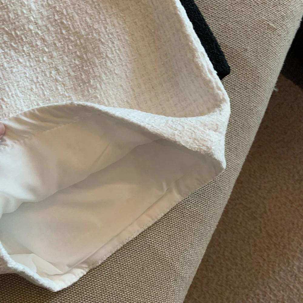 Pantaloni corti bootcut bianchi in tweed da donna autunno inverno a vita alta firmati slim fit moda gamba larga pantaloncini femminili casual