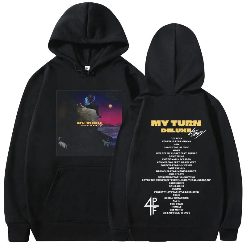 Rapper Lil Baby My Turn Music Album Cover Hoodies Men's Vintage Hip Hop Clothing Sweatshirts Autumn Winter Fleece Pullovers