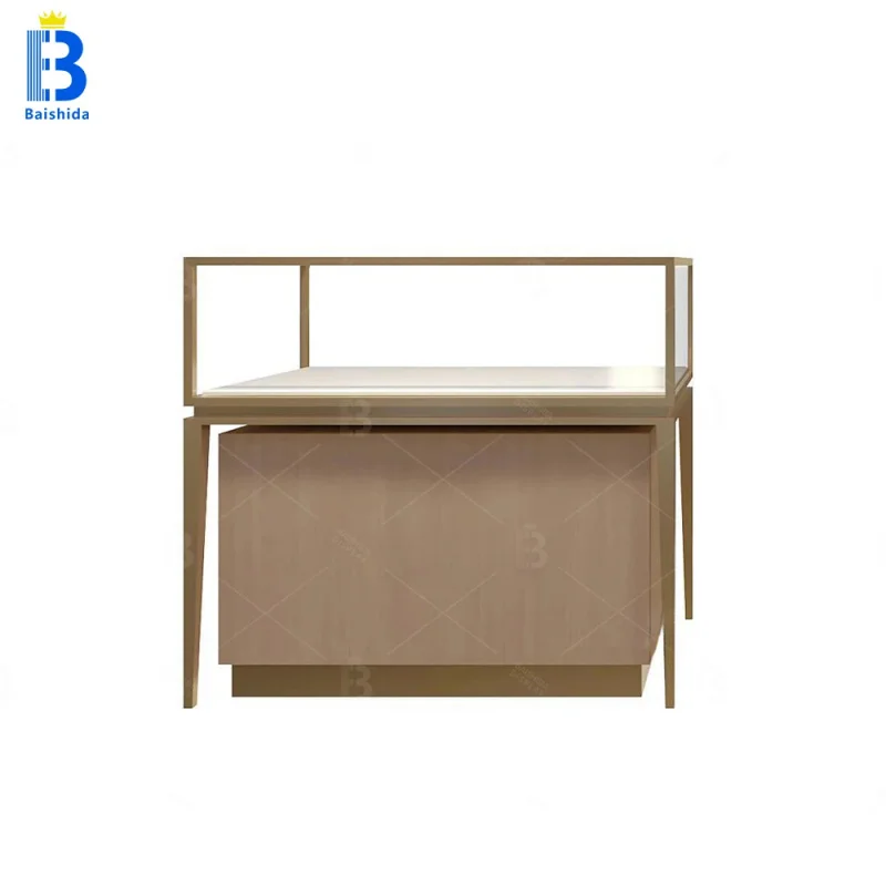 custom.Custom Luxury Jewelry Display Cabinet Gold Chain Store Showcase with Luxury Watch Counter Glass Island Display Rack