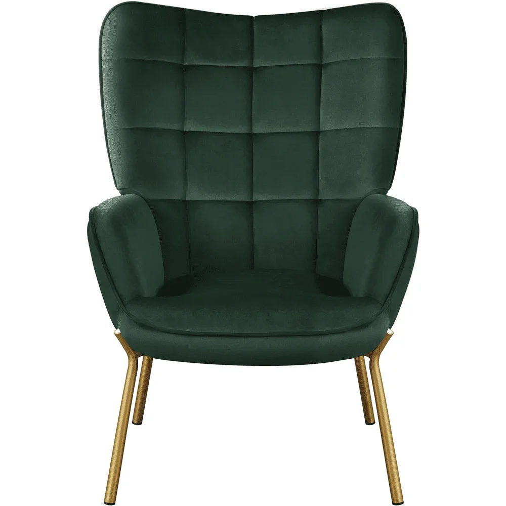 

#For Modern Velvet Upholstered Accent Chair with Tufted High Back,Light Gray&