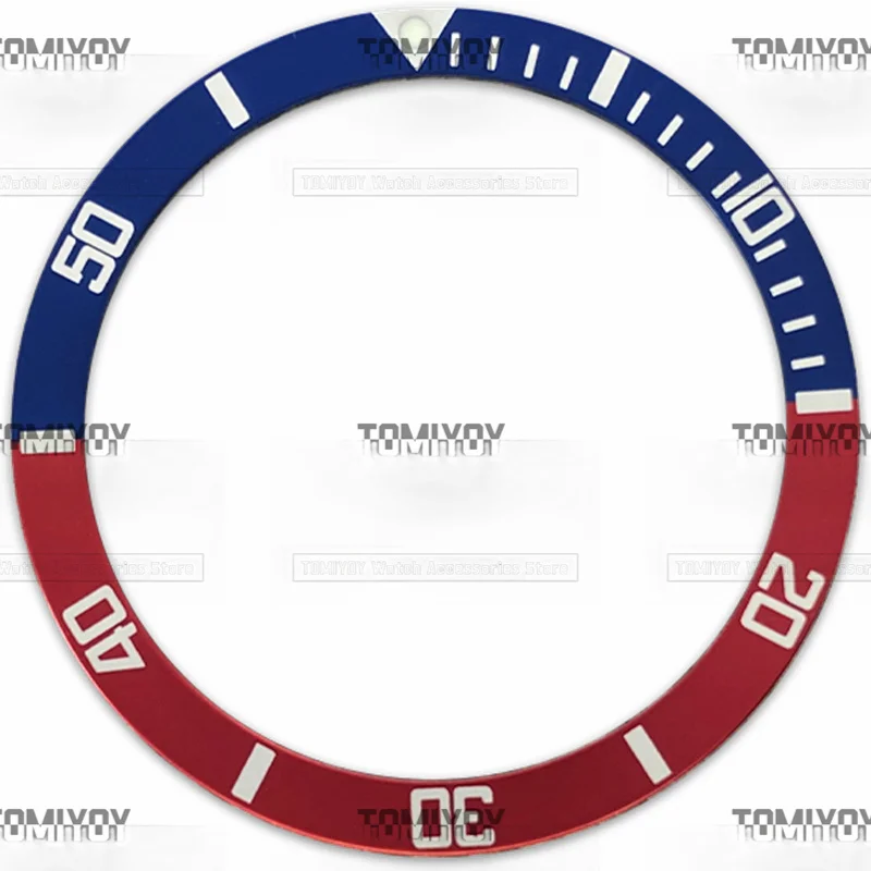 Inserto de bisel de reloj plano de aluminio, azul, naranja, rojo, verde, 38MM, apto para reloj de pulsera mecánico SKX