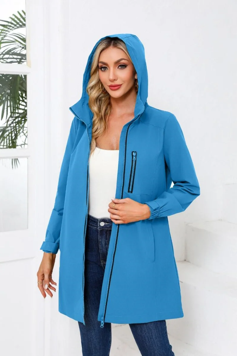 خريف جديد المرأة مقنعين سترة طويلة، معاطف الموضة غير رسمية، الحجم الأوروبي S-3XL خندق المرأة الوردي الأسود الأزرق الجيش الأخضر