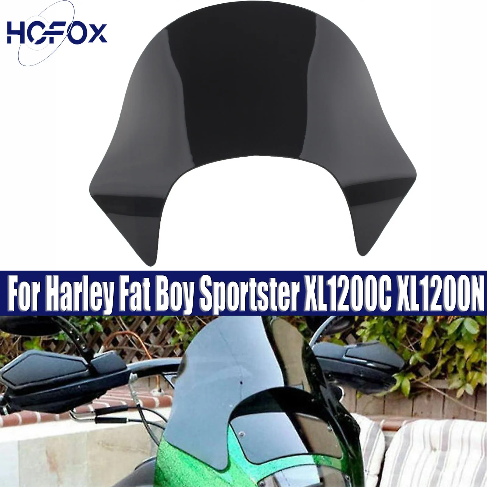 

Black Lip Windshield Screen For Harley Dyna Iron 883 Sportster XLH1200 Front Lip Windshield Quarter Fairing