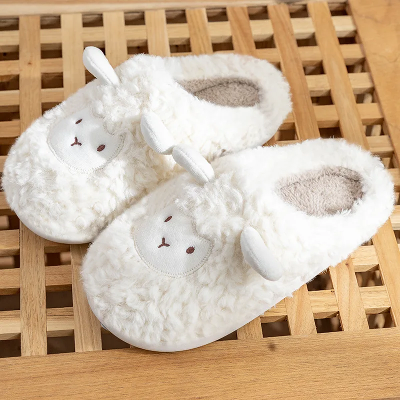 J Cartoon cotton slippers for women indoor warm home non-slip cute plush slippers