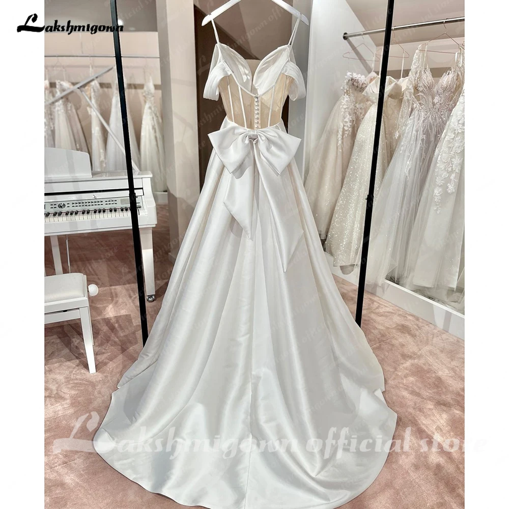 Lakshmigown Luxury Wedding Dresses Women's A Line Sexy Off Shoulder Sweetheart Princess Bridal Gowns Satin Vestidos Customized image 6