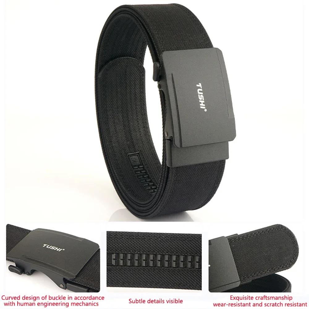 TUSHI Brand 4.3 Wide Thickened Gun Hanging Double-Layer Nylon Belt Versatile Casual Outdoor Tactical Automatic Buckle Mens