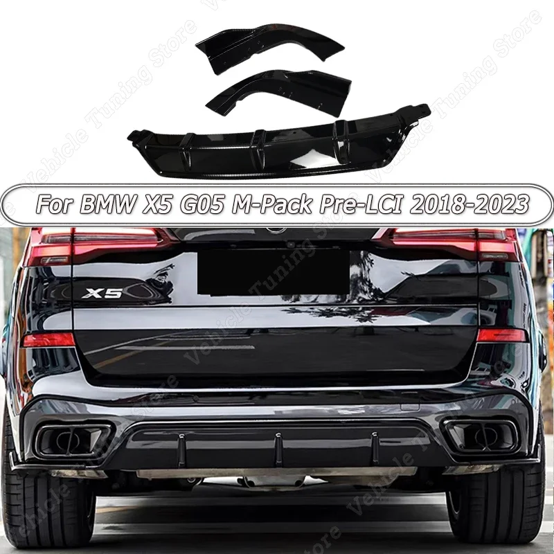 Rear Bumper Diffuser Lip Splitter Spoiler For BMW X5 G05 M-Pack Pre-LCI 2018 2019 2020 2021-2023 Gloss Black ABS Car Accessories