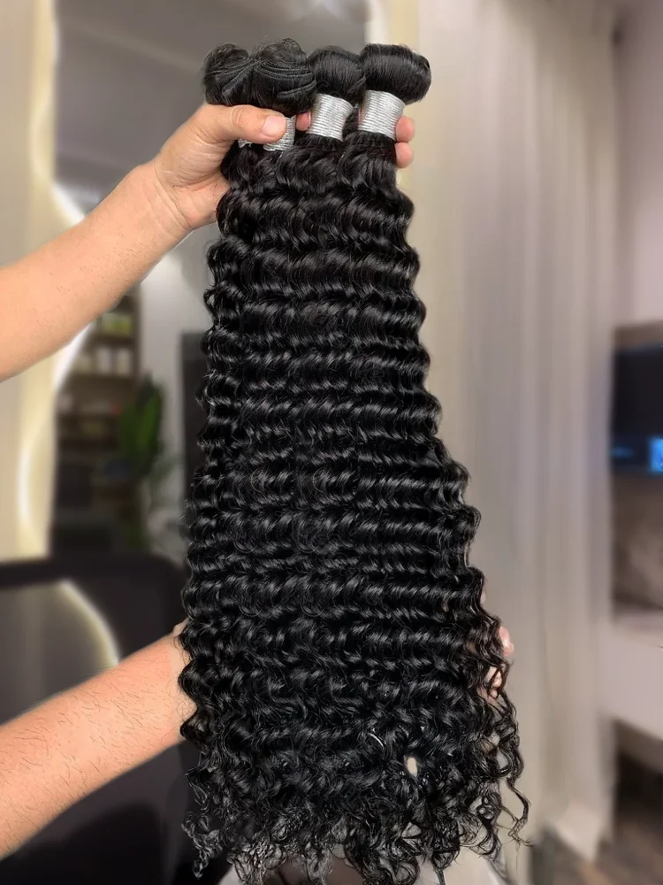 30 34 Inch Burmese Curly Bundles Human Hair Extensions Sew In 100% Original Loose Deep Wave Bundles Double Weft Raw Hair Weaving