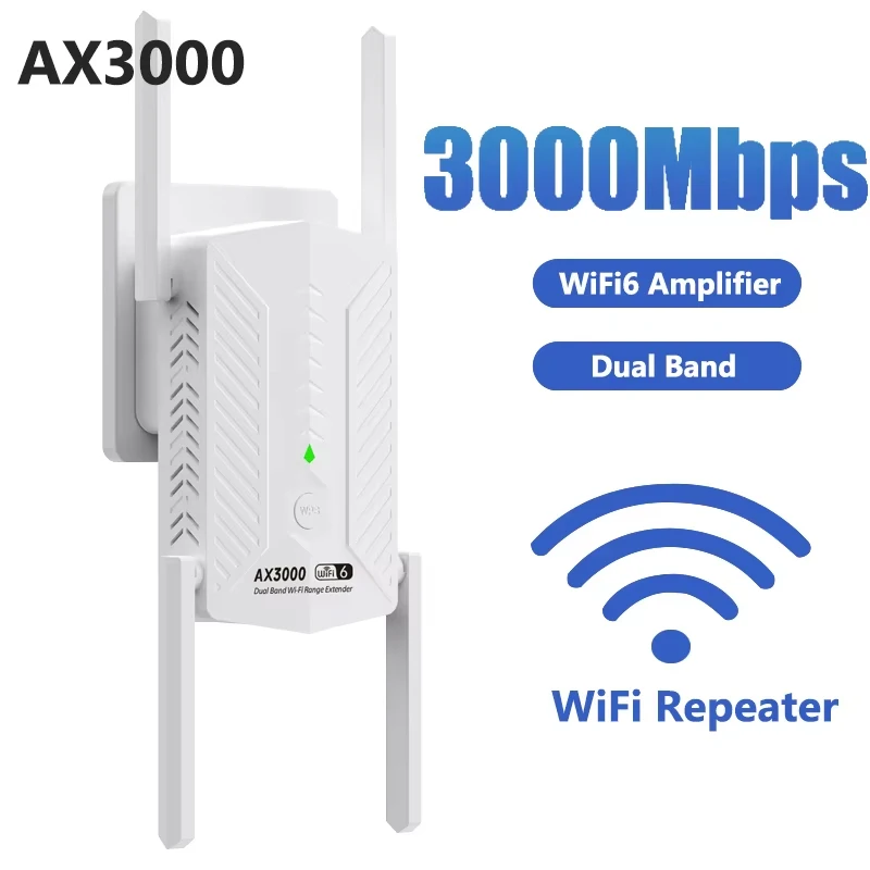 AX3000 WiFi6 Repeater Extender Booster Dual Band 2.4G/5GHz Wi-Fi 6 Signal Amplifier Long Range Network Router for Home Office