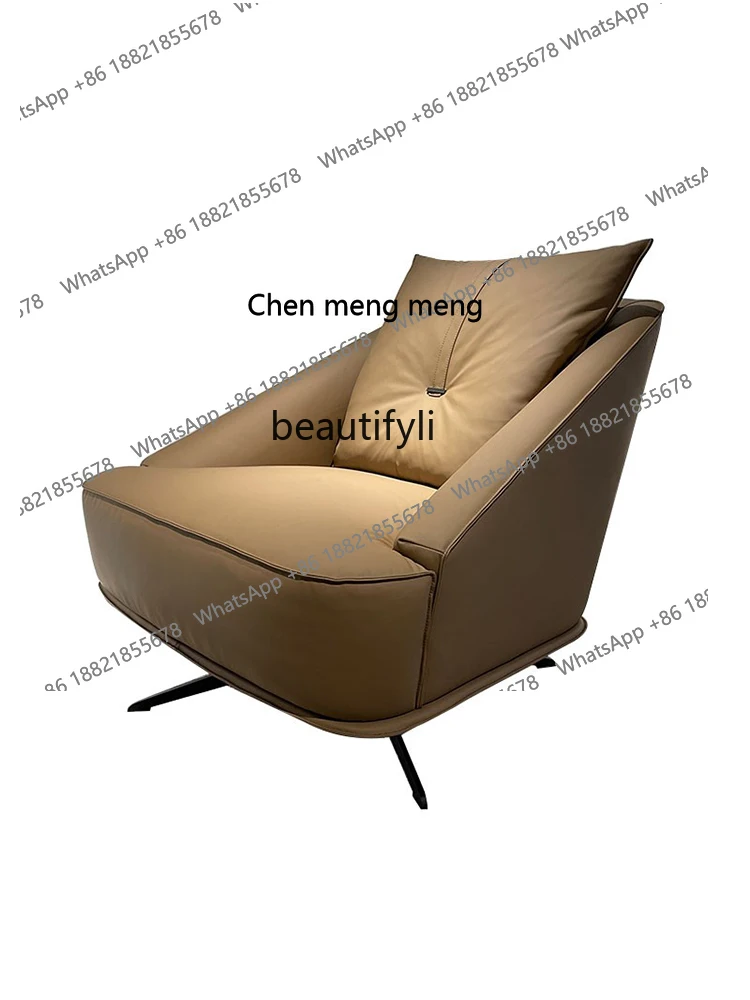 Sofa Leisure Chair Leather Steel Frame Minimalist Modern down Soft Bag Rotating Function Living Room Supporting Furniture New