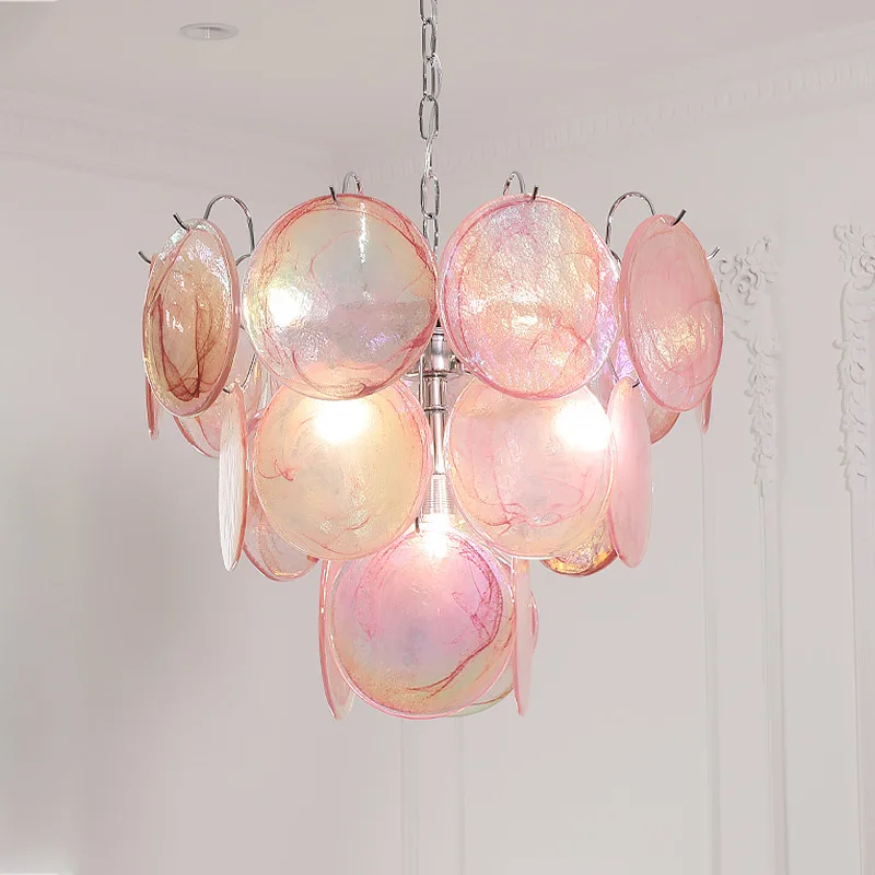 French medieval colored glass chandelier retro living room dreamy girl heart bedroom light Italian light luxury lighting