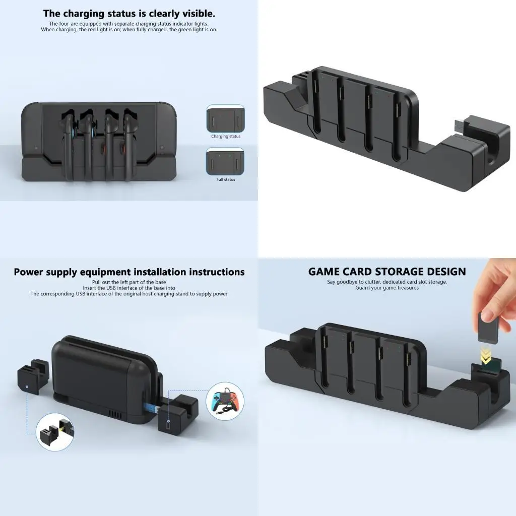 

Charging Station With Storage Compartment 4 Cartridge Capacity Intelligent Chip Protective for SW2 Console Controllers