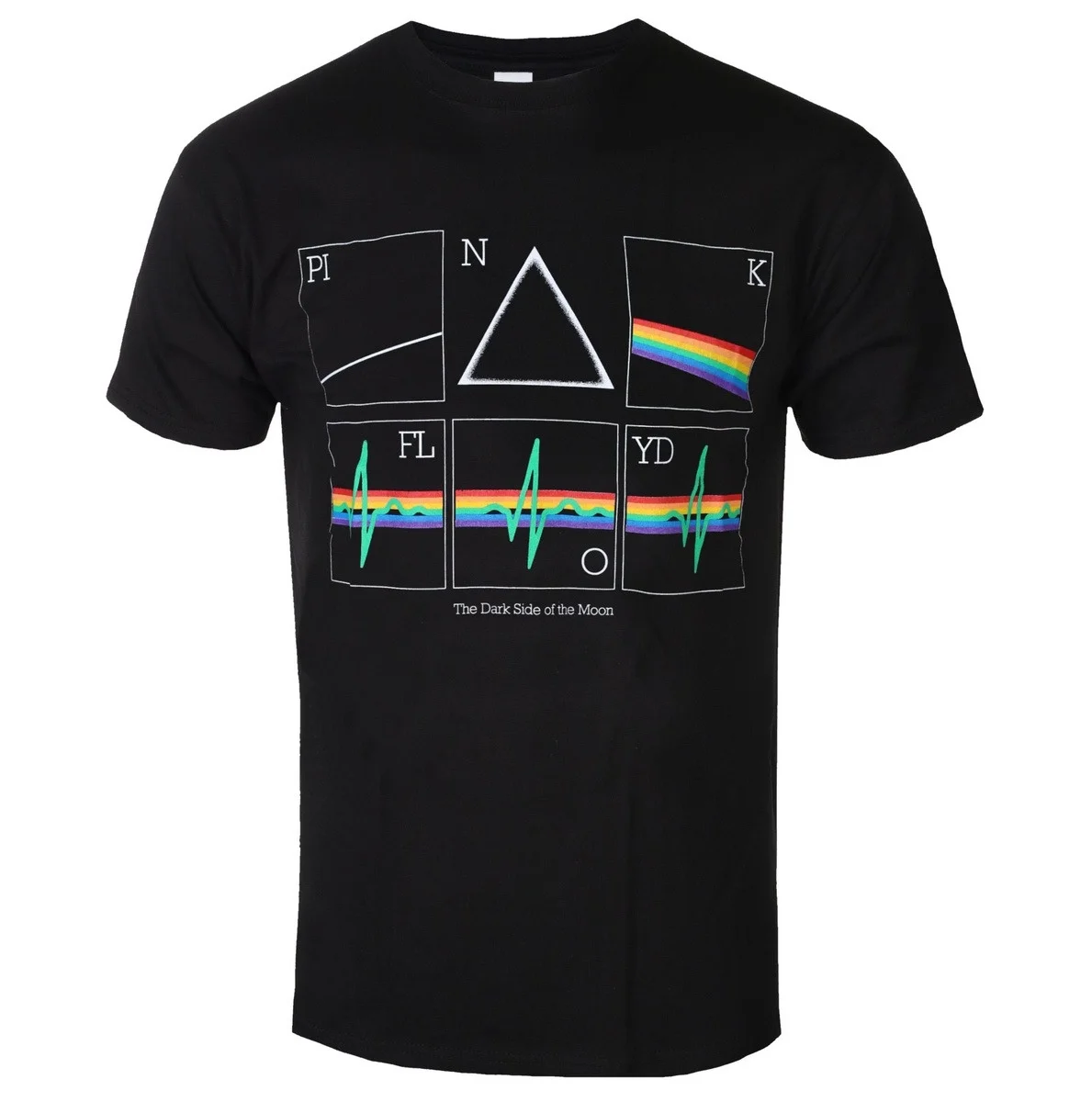 Pink Floyd Distressed Grainy Vintage Circle Pyramid Starry Moon Rainbow Print Tee Retro 70s Grunge Psychedelic Rock Urban