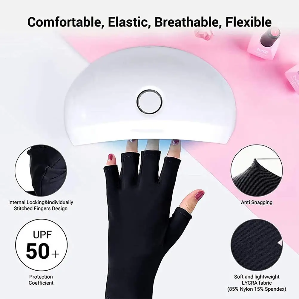 Anti-UV Rays Sunscreen Gloves Protect Finger Skin Nail UV Protection Nail Painting Gloves Radiation Proof Led Lamp for Women
