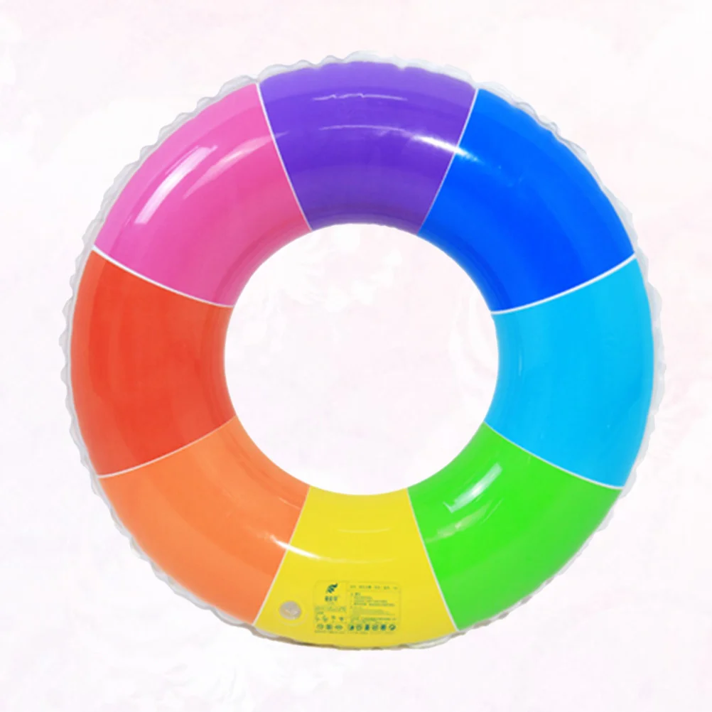 

Inflatable Rainbow Swimming Ring Thick Environmental Friendly Material Easy Inflate Deflate Pool Beach Lake Adults Children