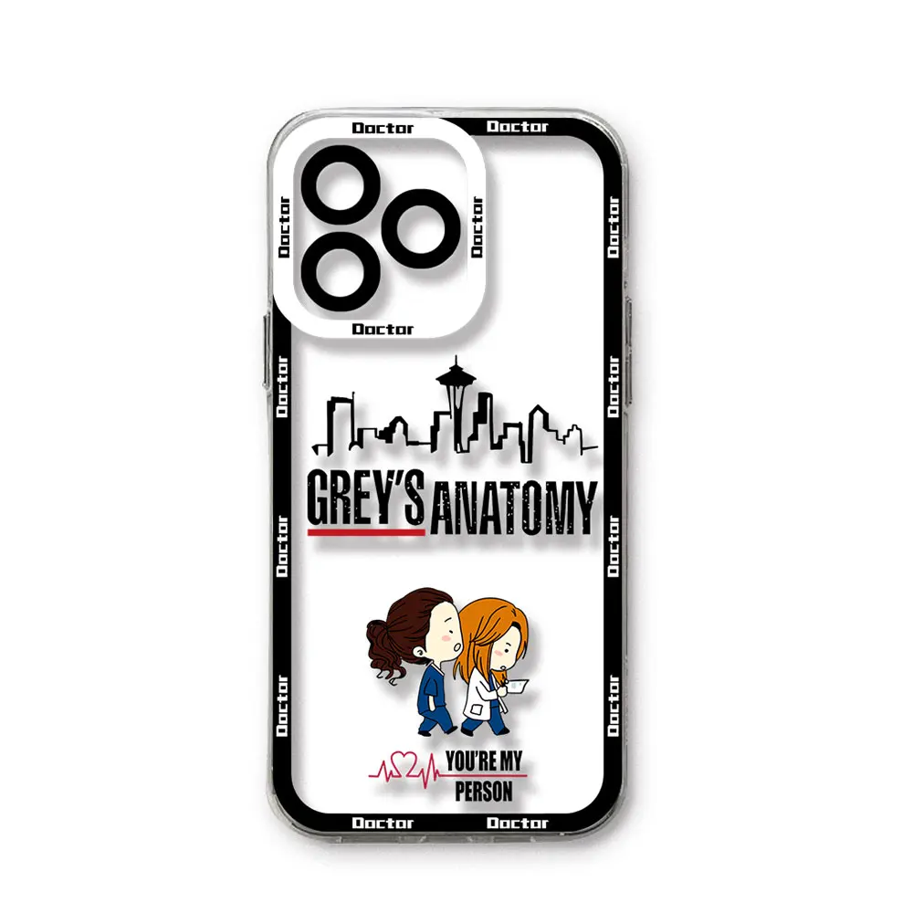 Greys Anatomy Doctor Phone Case For iPhone 15 14 13 12 11 Mini Pro Max X XR XSMax 6S 6 7 8 Plus SE20 Transparent Cover