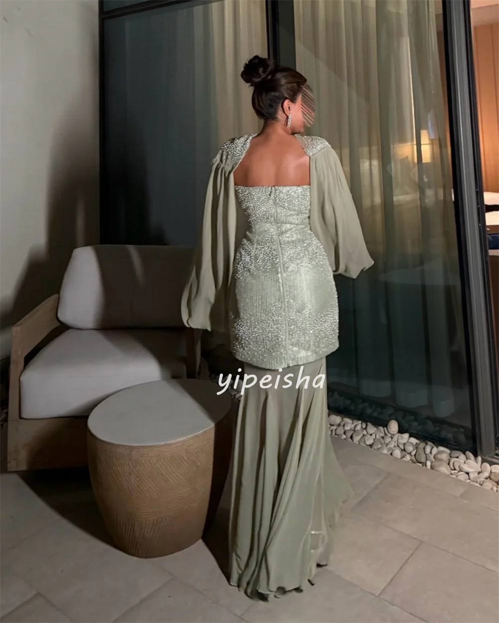 Одинаковые формальные шифоновые бисерные плиссированные длинные платья трапециевидной формы без бретелек на заказ платья для особых случаев доступны размеры блеск
