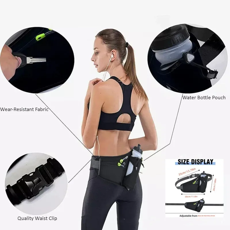 Marsupi da corsa Porta bottiglia d'acqua Borsa da cintura per idratazione Uomo Donna Sport Fanny Pack Palestra Corsa per cellulare Borsa da ciclismo da jogging