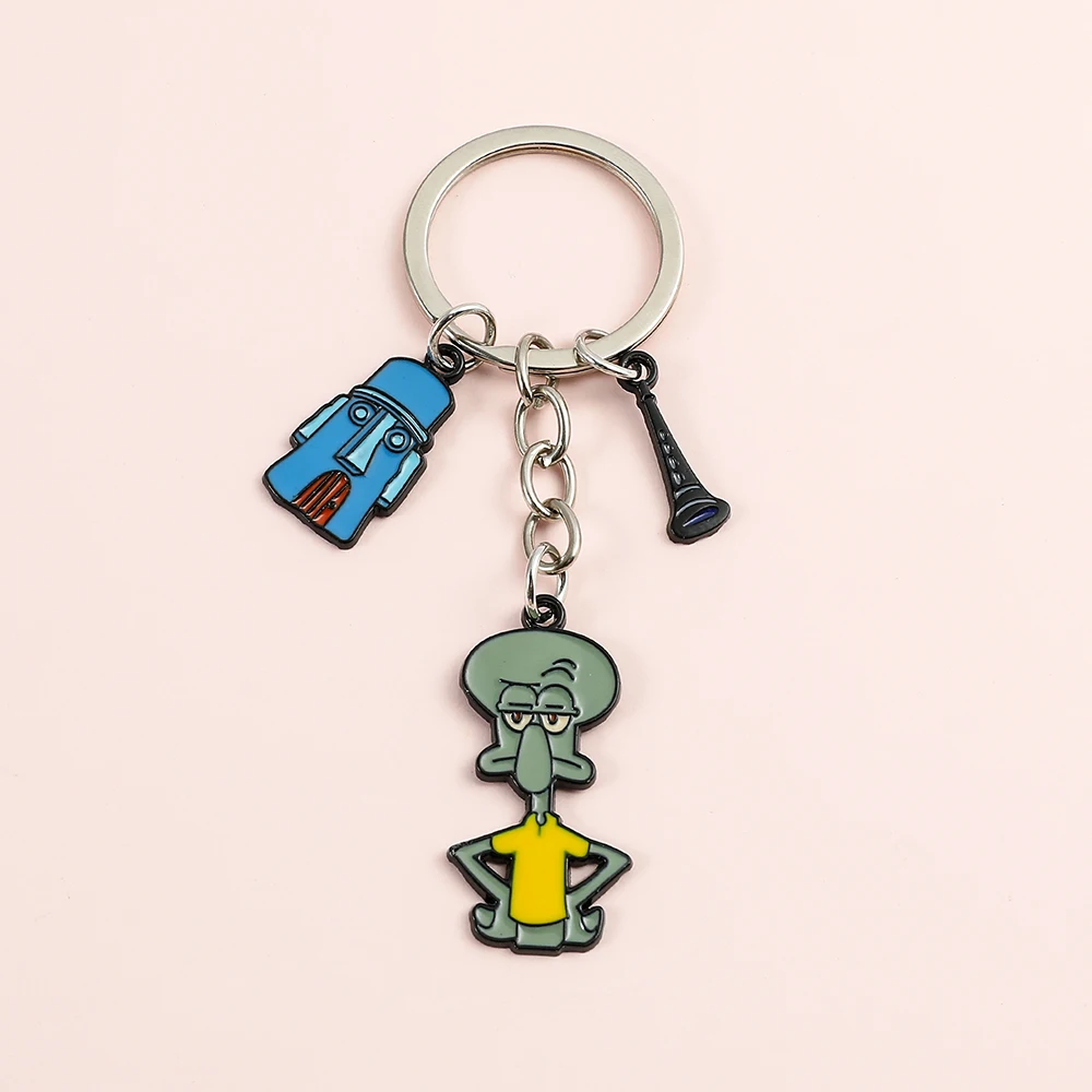 Classic Cartoon Anime SpongeBob SquarePants Keychain Cute Cartoon Figure Pendant Accessory Squidward Tentacles Pendant Keychain