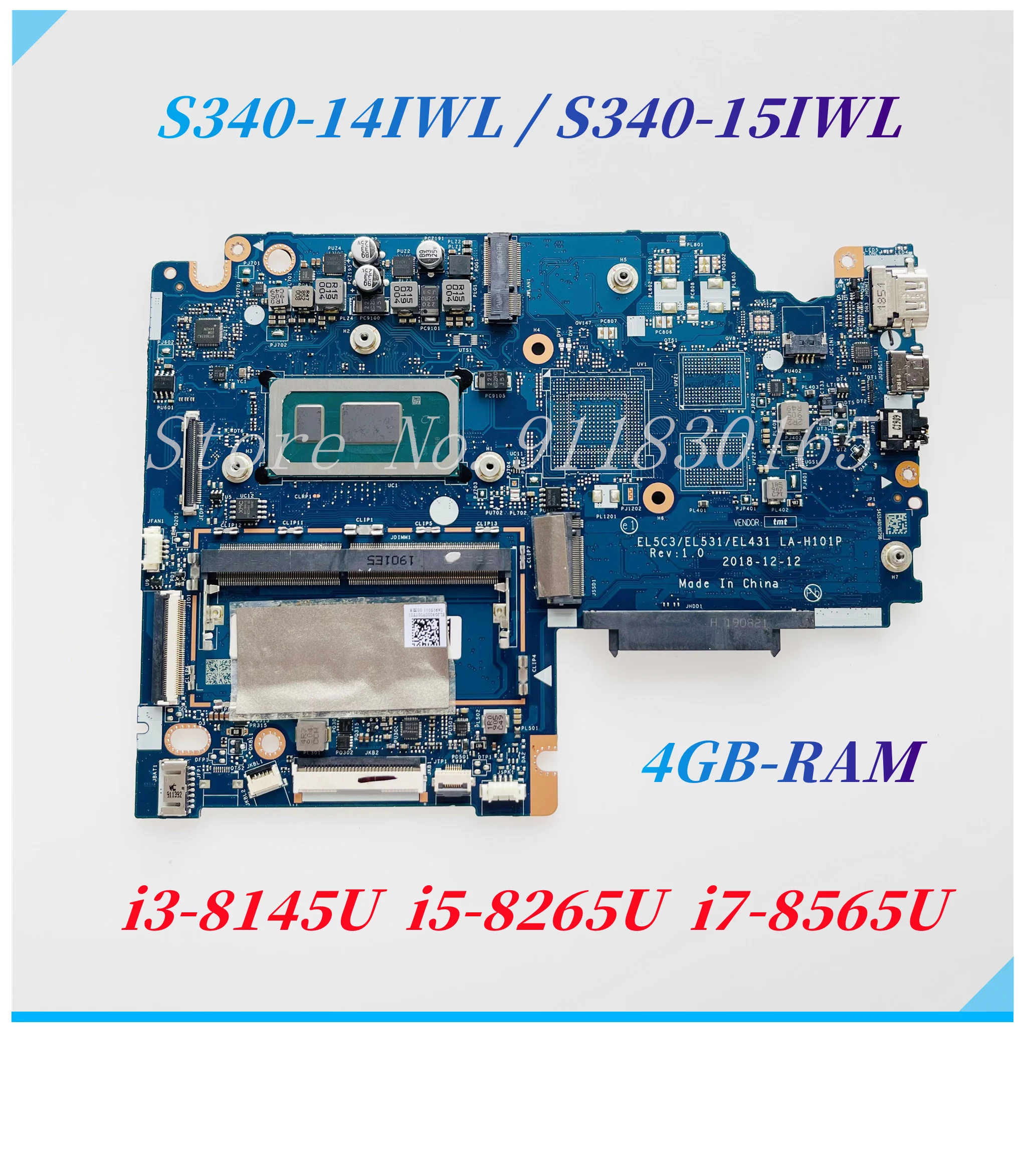 EL5C3/EL531/EL431 LA-H101P For Lenovo S340-14IWL S340-15IWL Laptop Motherboard With i3-8145U i5-8265U i7-8565U CPU 4GB-RAM DDR4