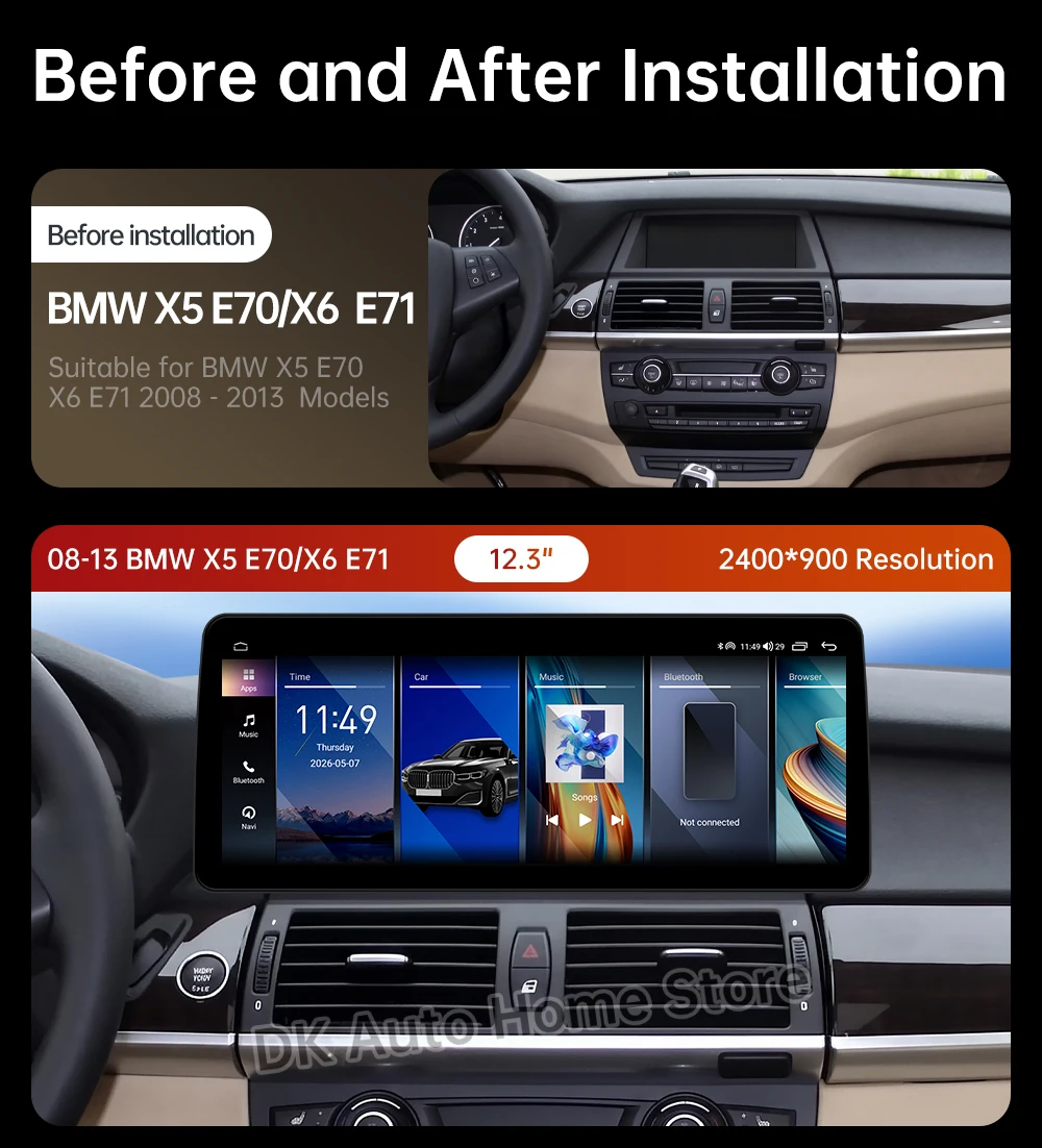 Car Radio Multimedia Player 4G GPS DSP for BMW X5 E70 X6 E71 2008 - 2013 CCC CIC System QLED Touch Screen Android 16 Auto Tools
